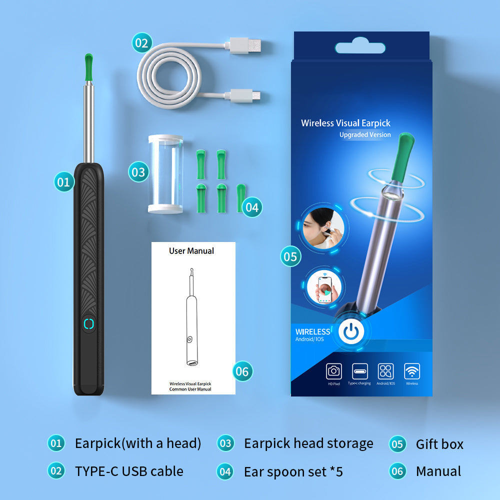 Nettoyeur d'oreilles avec caméra HD - Inspection en direct sur smartphone
