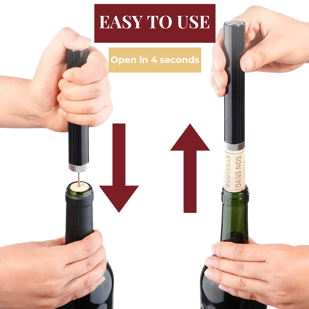 Wine Bottle Opener with Air Pressure – Fast Cork Extractor for Home Use - Souliia