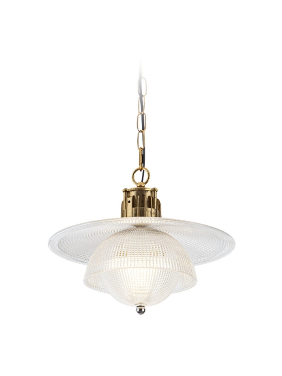 Ribbed Glass Pendant Light - Contemporary Brass and Glass Pendant for Kitchen and Living Room | Souliia