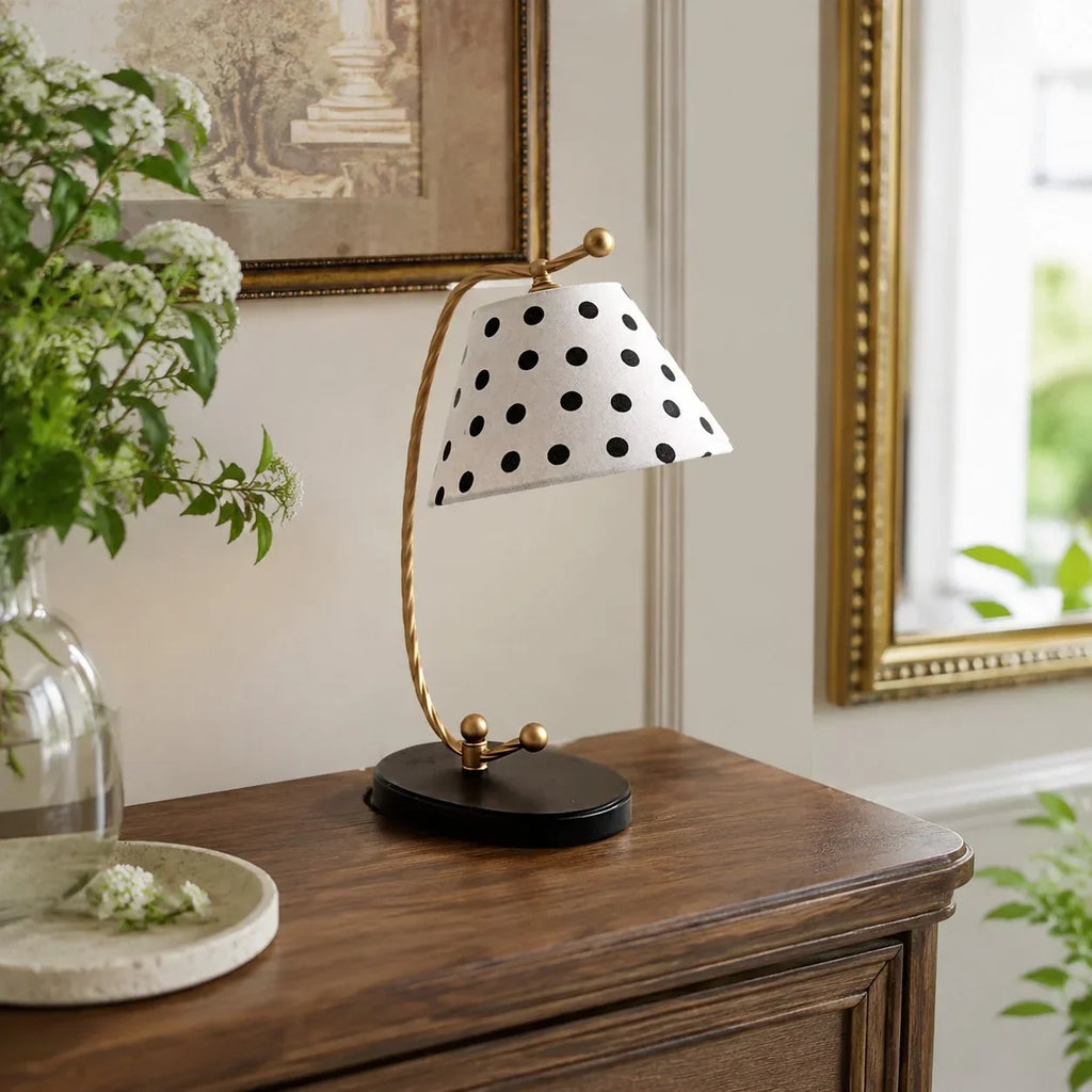 Retro Black and White Polka Dot Table Lamp | Souliia
