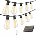 Solara Solar LED String Lights — 100-Foot Length, Dimmable Yellow ST38 Bulbs