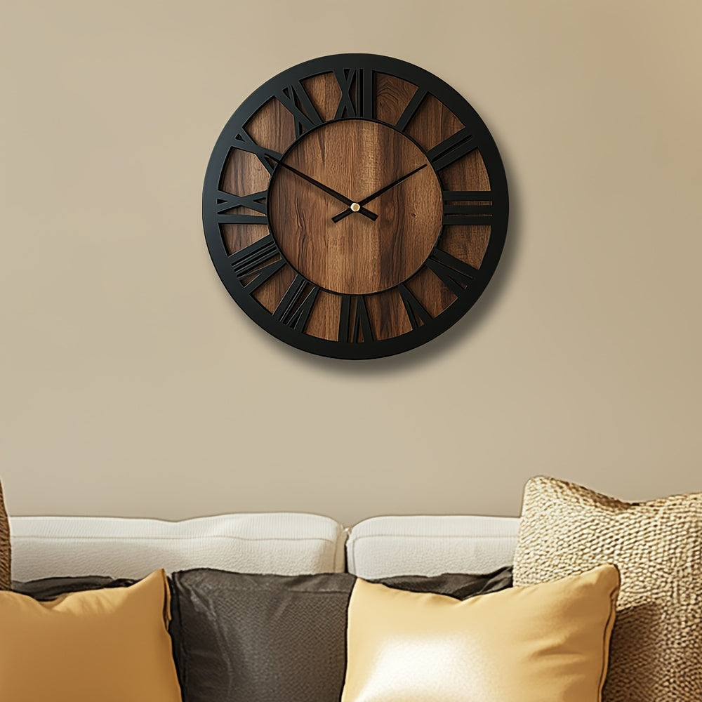 Naturisse Silent Wooden Wall Clock — Vintage Style, Artistic Design