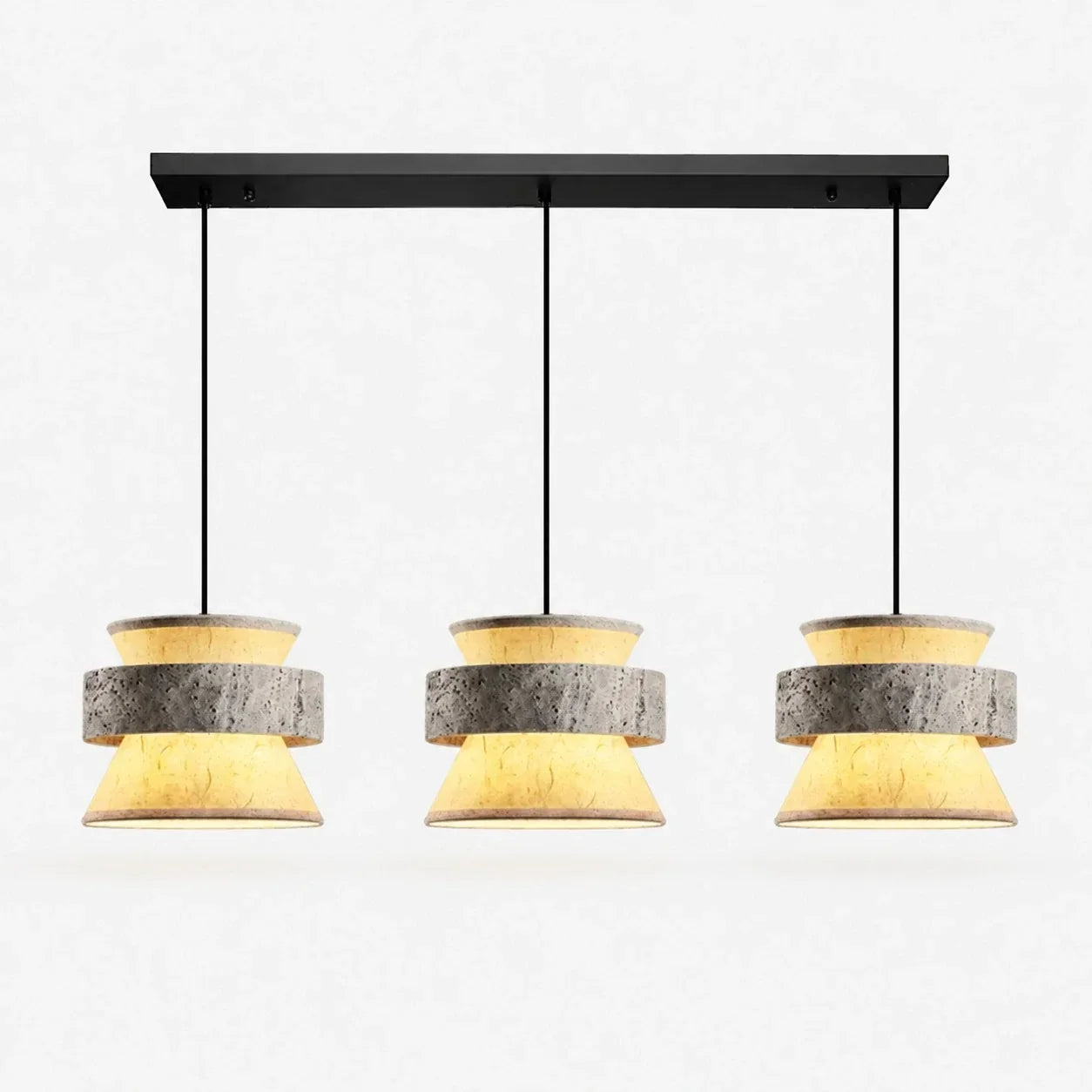 Silver Stone Texture Rice Paper Pendant Light | Souliia
