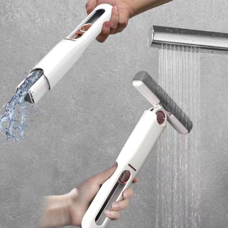 Mini-balai à franges avec mécanisme d’essorage par poussée et traction pour un nettoyage facile