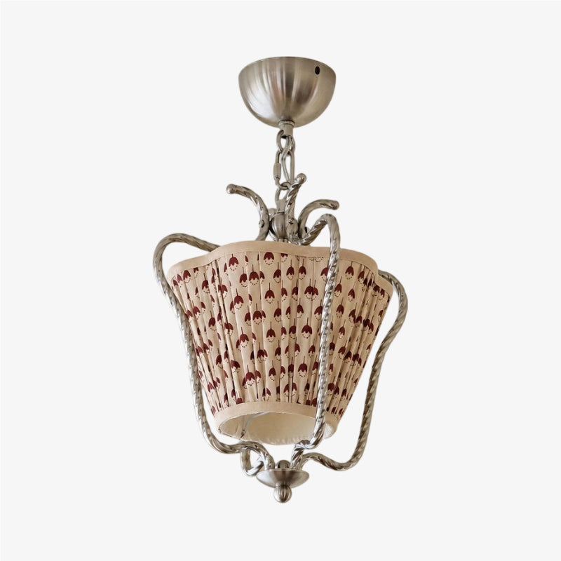 Solmire Floral Fabric Pendant Light - Pleated Cottage Ceiling Lamp for Dining Room or Kitchen Island | Souliia