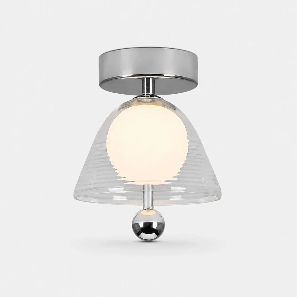 Ribbed Glass Semi-Flush Ceiling Light for Hallway and Entryway | Souliia