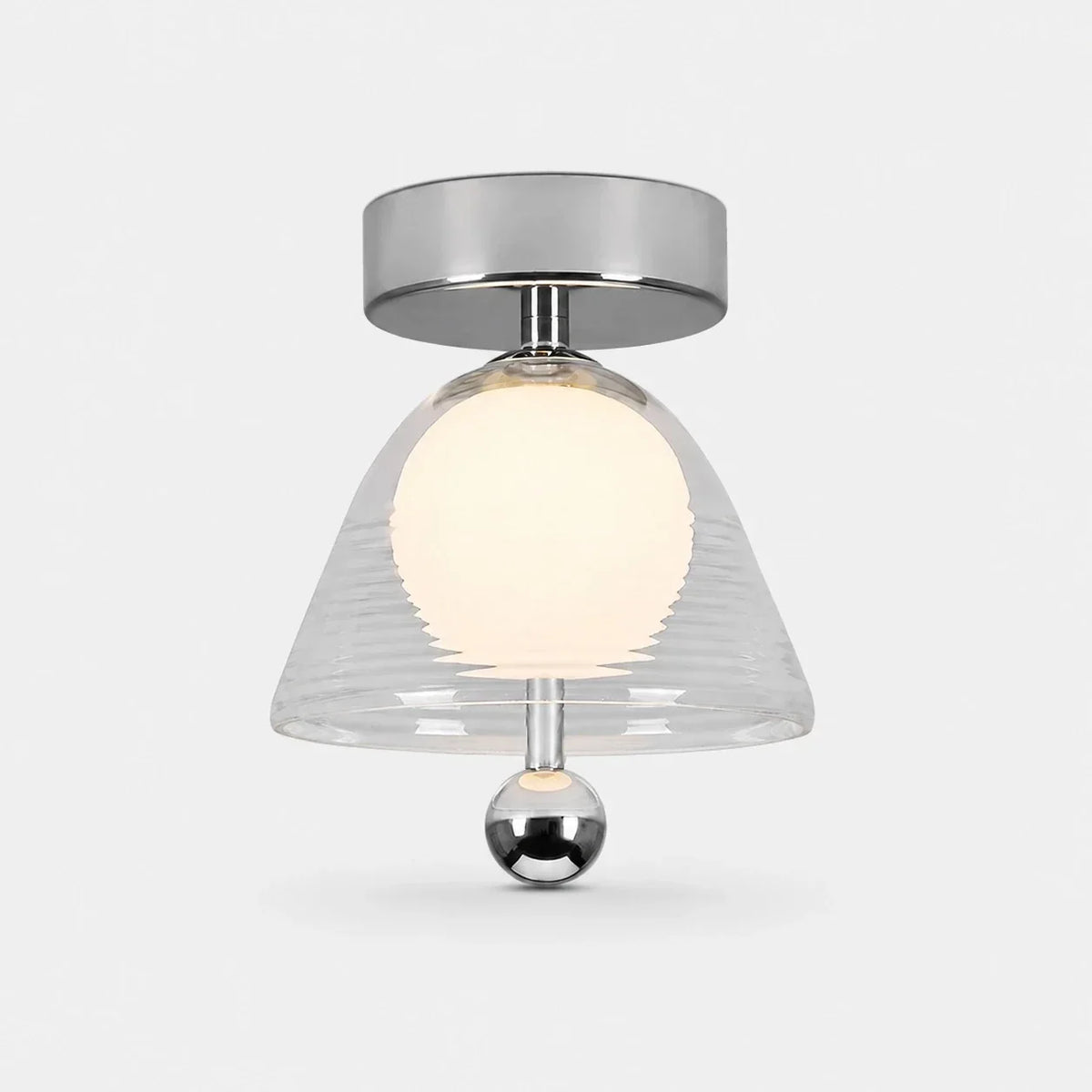 Ribbed Glass Semi-Flush Ceiling Light for Hallway and Entryway | Souliia
