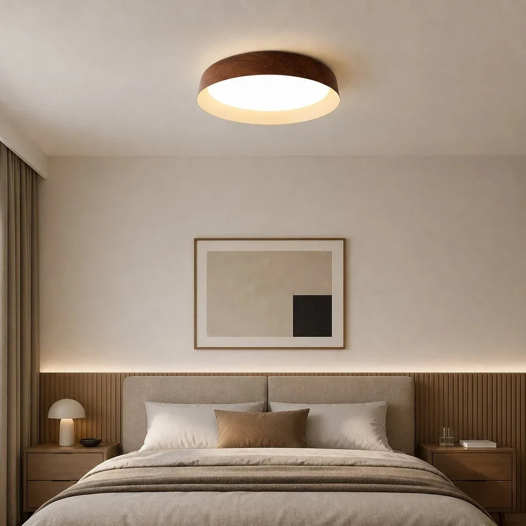Plafoniera LED color legno in stile wabi-sabi | Souliia