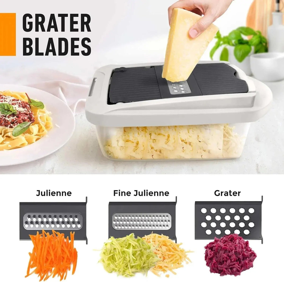 Vegetable Chopper | Dicing, Slicing, and Grating | Storage Container & Safety Holder | VegiCut - Souliia