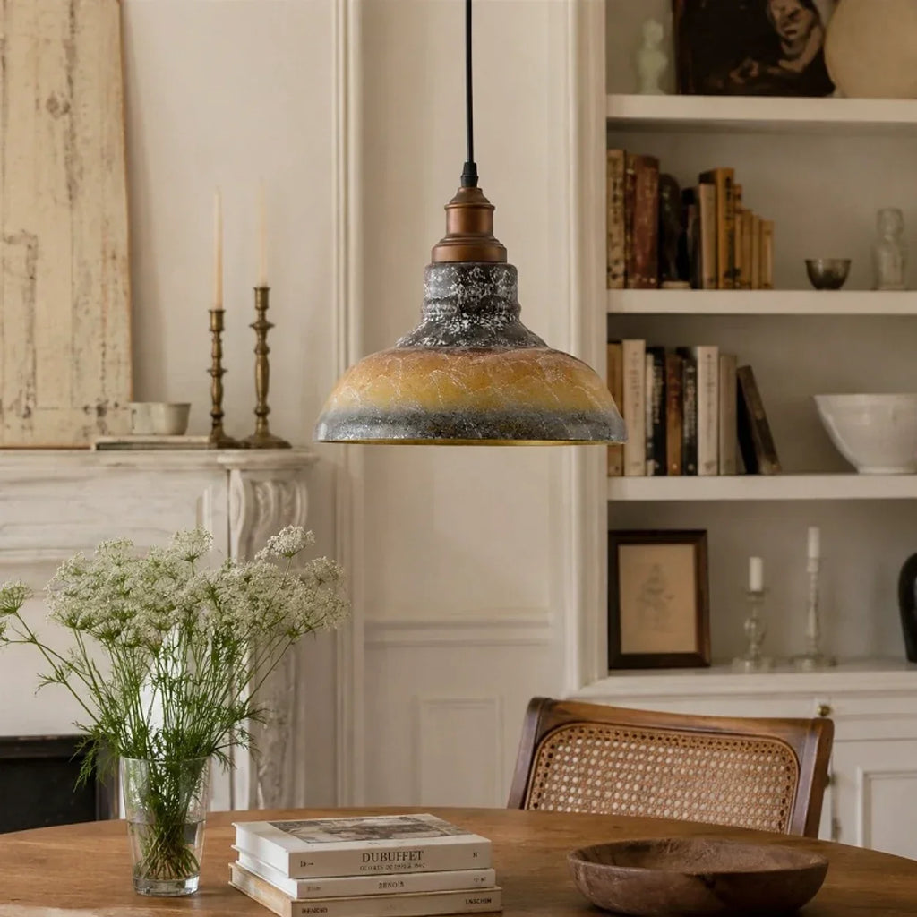 Smoky Gray Glass and Brushed Bronze Metal Pendant Light | Souliia