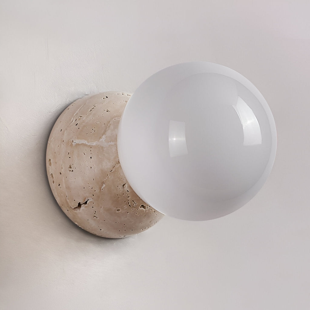 Travertin Runde Glas-Wandlampe | Souliia
