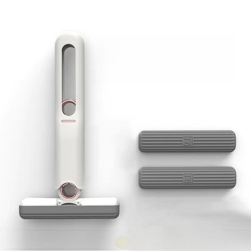 Mini-balai à franges avec mécanisme d’essorage par poussée et traction pour un nettoyage facile