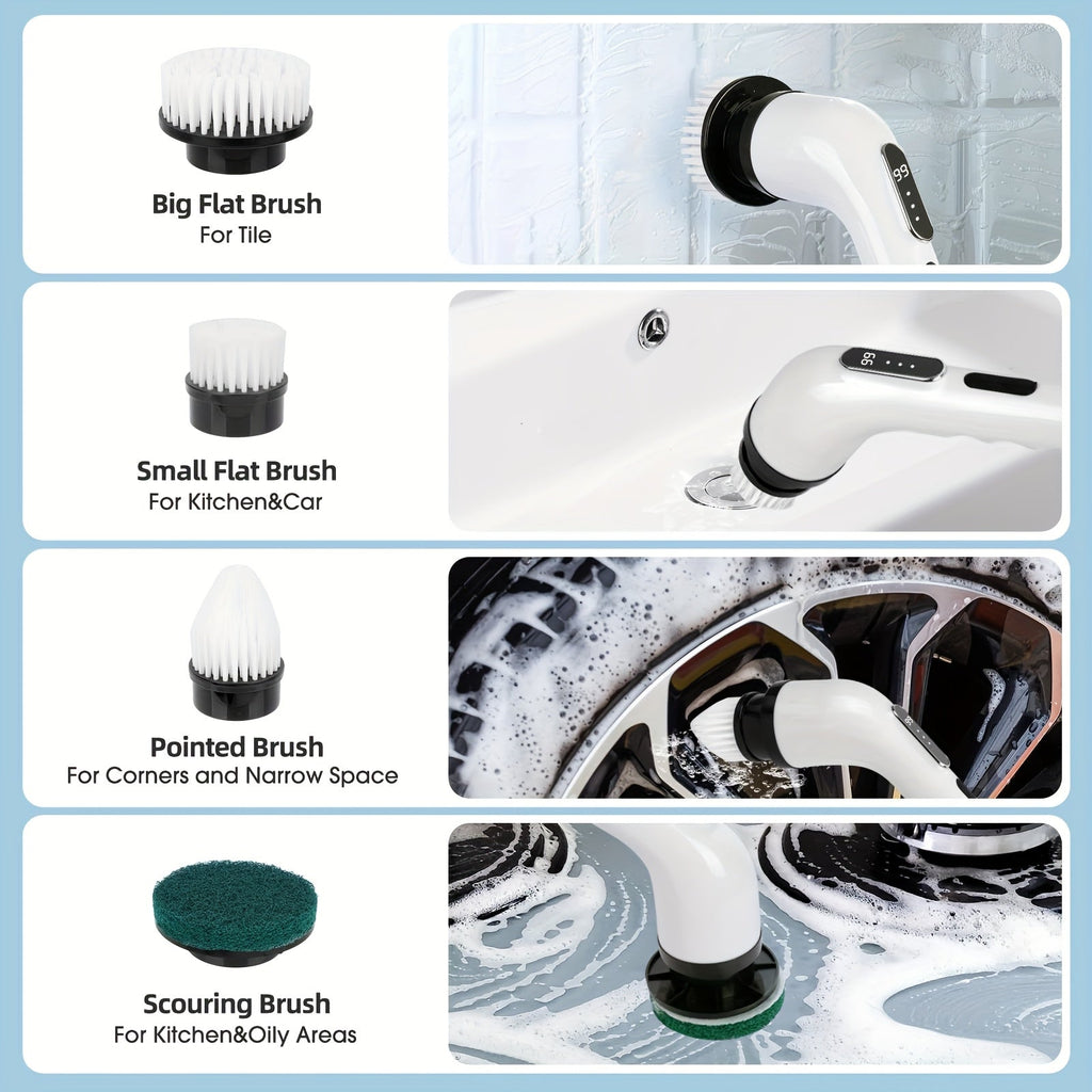 Cleanswift 9-In-1 Power Cleaning Brush Set — 300 RPM, 60-Minute Cordless Runtime, Nine Interchangeable Heads