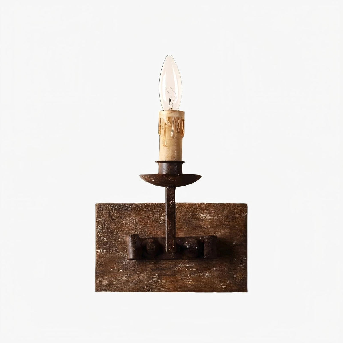 Rustic Candle Wood Wall Sconce | Souliia