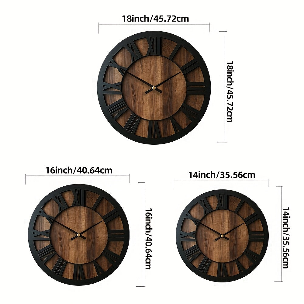 Naturisse Silent Wooden Wall Clock — Vintage Style, Artistic Design