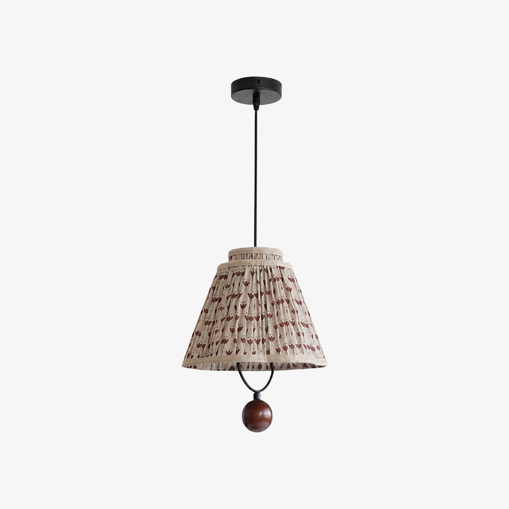 Solmire Stoff-Pendelleuchte - Blumenplissierter Schirm mit Holz- und Eisenakzenten für Esszimmer und Kücheninsel | Souliia