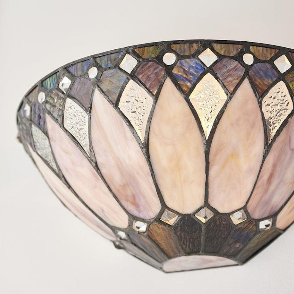 TF Layered Glass and Curved Metal Arm Wall Lamp – Transitional Art Deco Wall Sconce for Bedroom and Entryway | Souliia