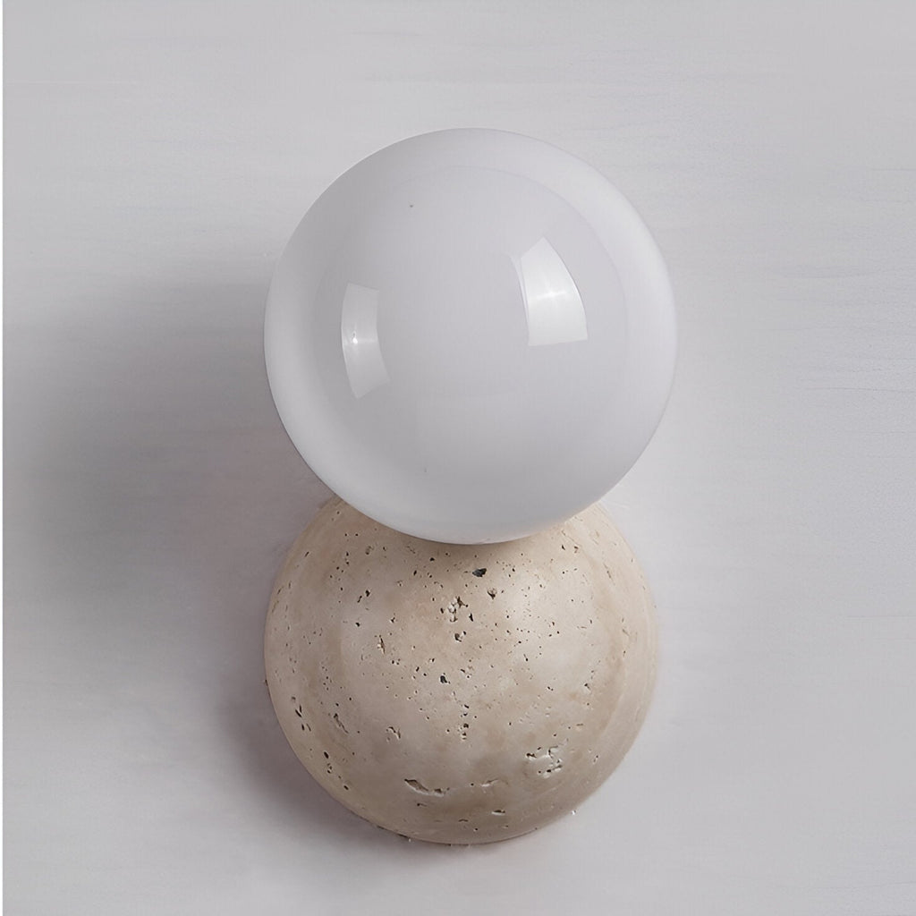 Travertin Runde Glas-Wandlampe | Souliia