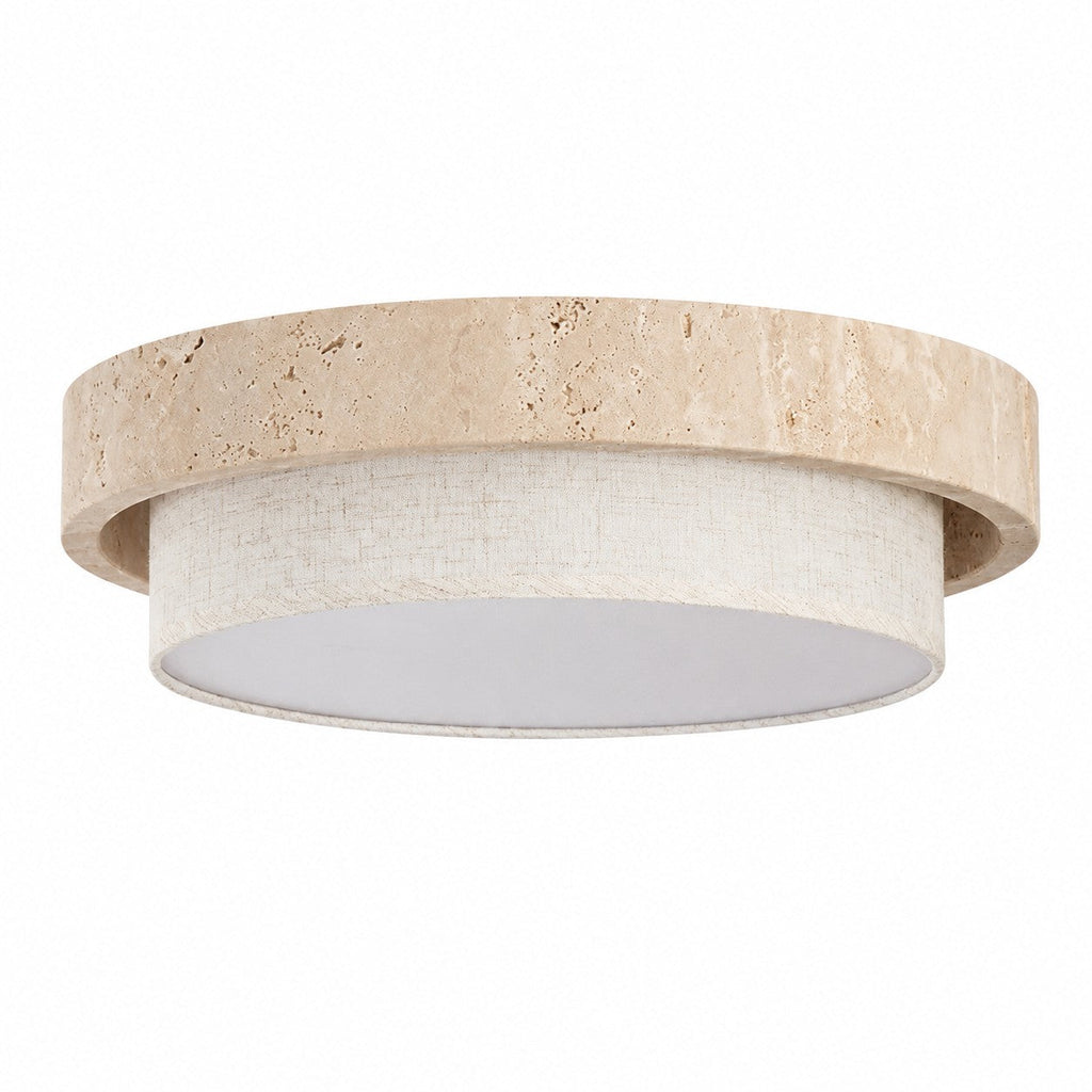 Travertine Fabric Flush Mount Ceiling Light | Souliia
