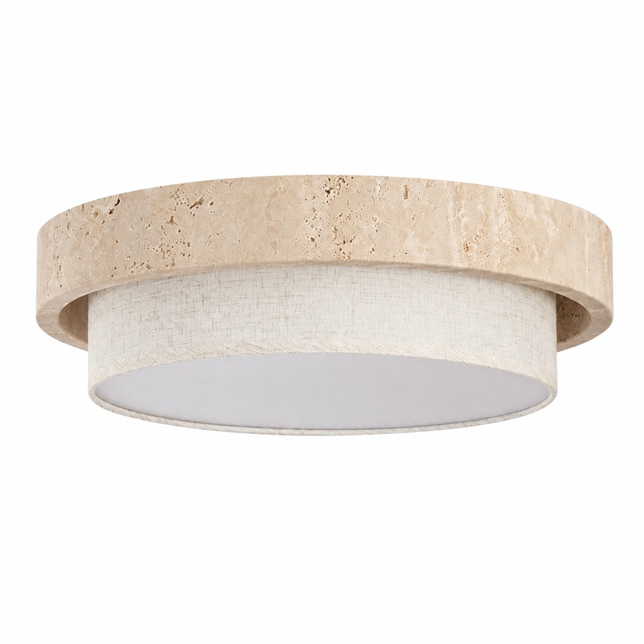 Travertine Fabric Flush Mount Ceiling Light | Souliia