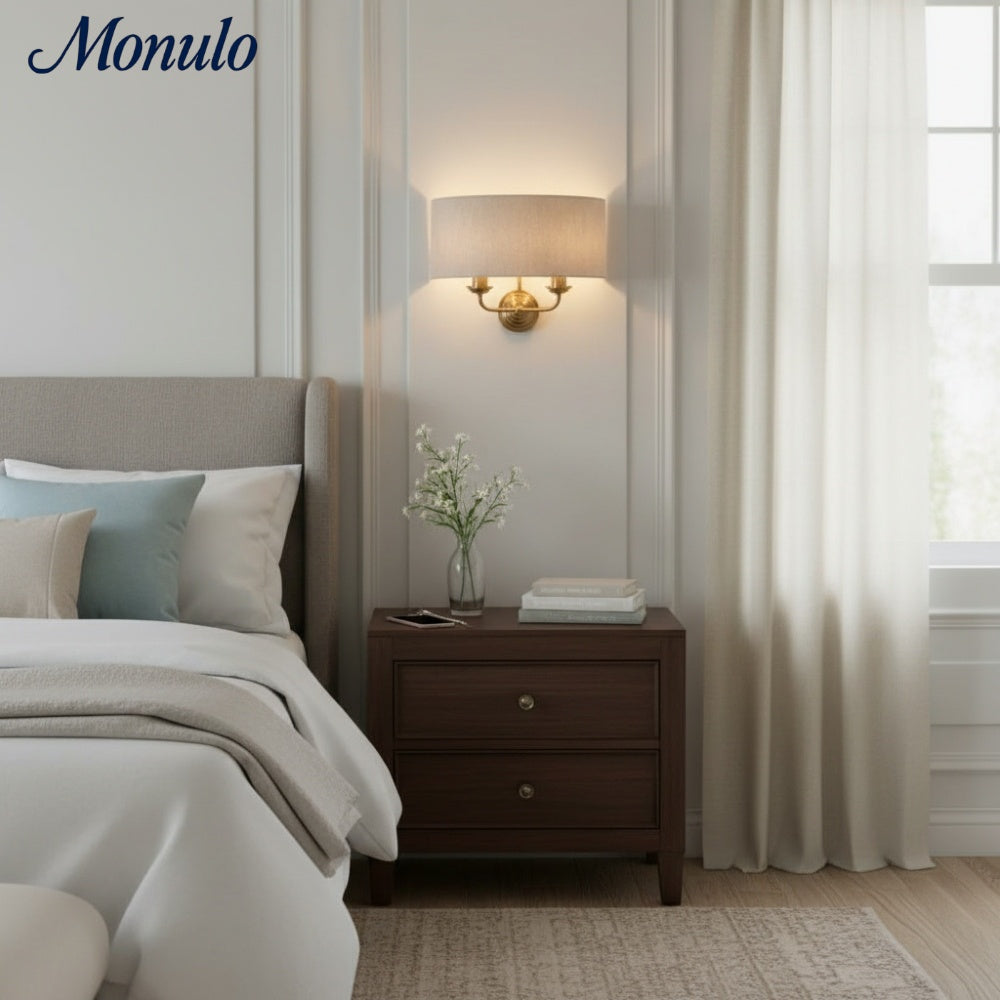 Tela elegante Wandleuchte mit Stoffschirm und feinem Metallrahmen für Wohnzimmer und Schlafzimmer | Souliia