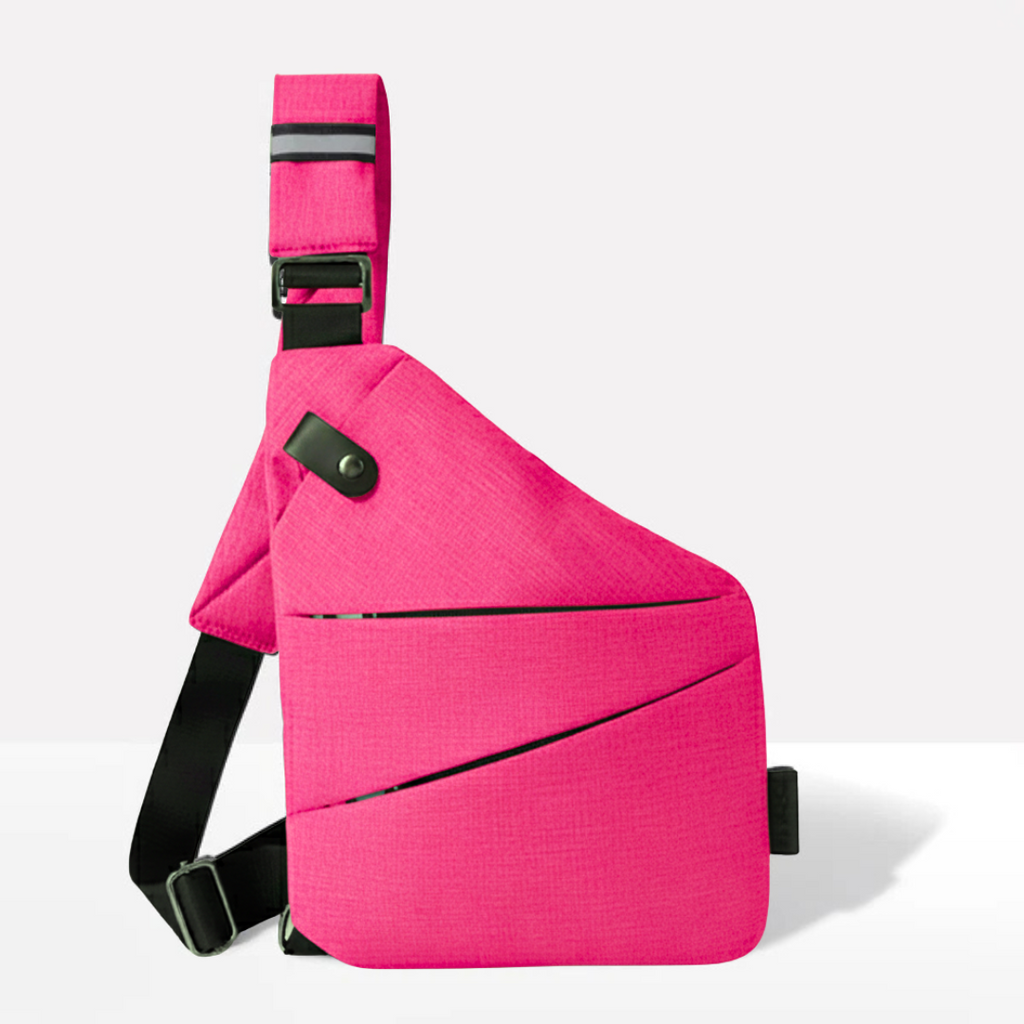 VogueLock RFID Crossbody Bag — Black Exterior, Waterproof Construction