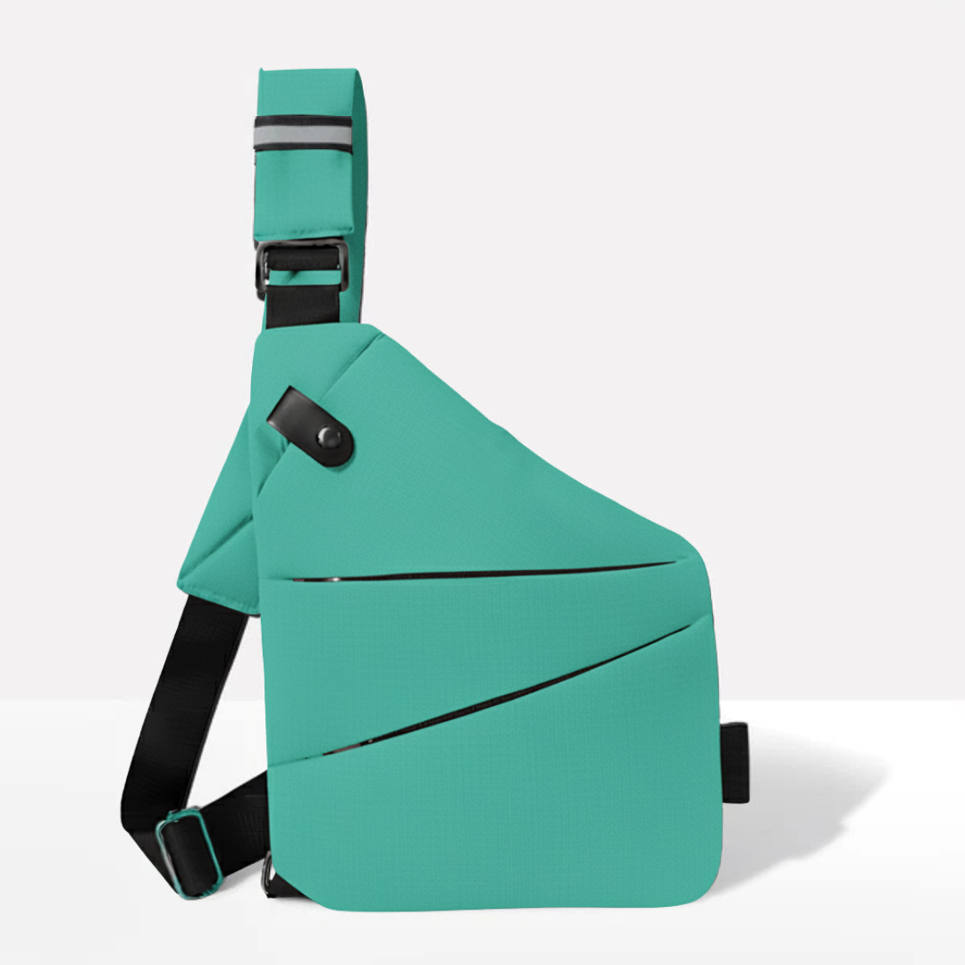 VogueLock RFID Crossbody Bag — Black Exterior, Waterproof Construction