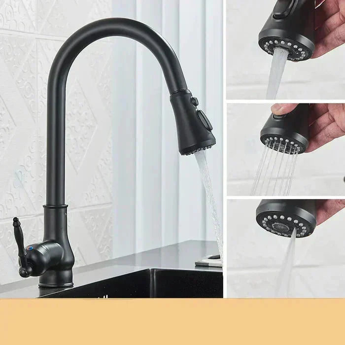 Vintage Brass Kitchen Faucet | Rotating Spout | Single Lever Control | BrassArc - Souliia