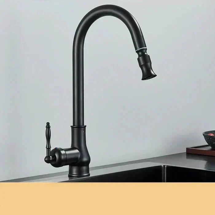 Vintage Brass Kitchen Faucet | Rotating Spout | Single Lever Control | BrassArc - Souliia
