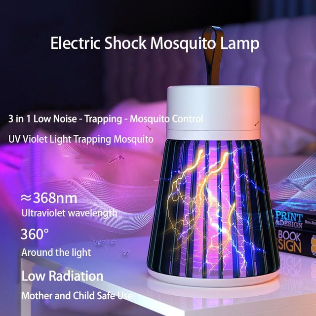 Lampada elettrica portatile antizanzare con luce UV e scarica elettrica