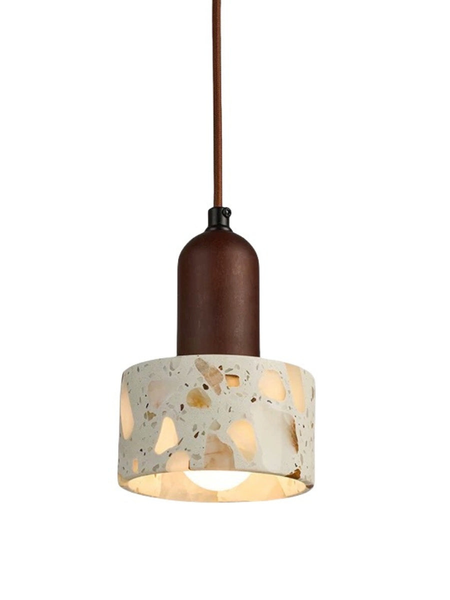 Wabi-sabi Style Water-polished Translucent Stone Retro Pendant Lamp | Souliia