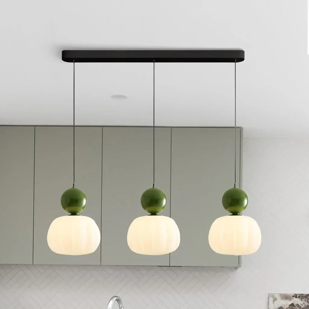 Quorra Art Deco Bauhaus Pendant Light — Chrome, Cream, Green, Red Options