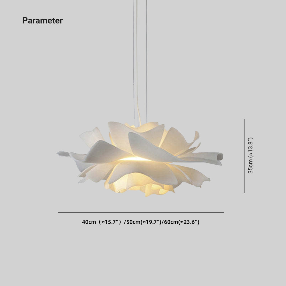 FloraLume Floral Pendant Light — White Metal Frame, Acrylic Accent Details
