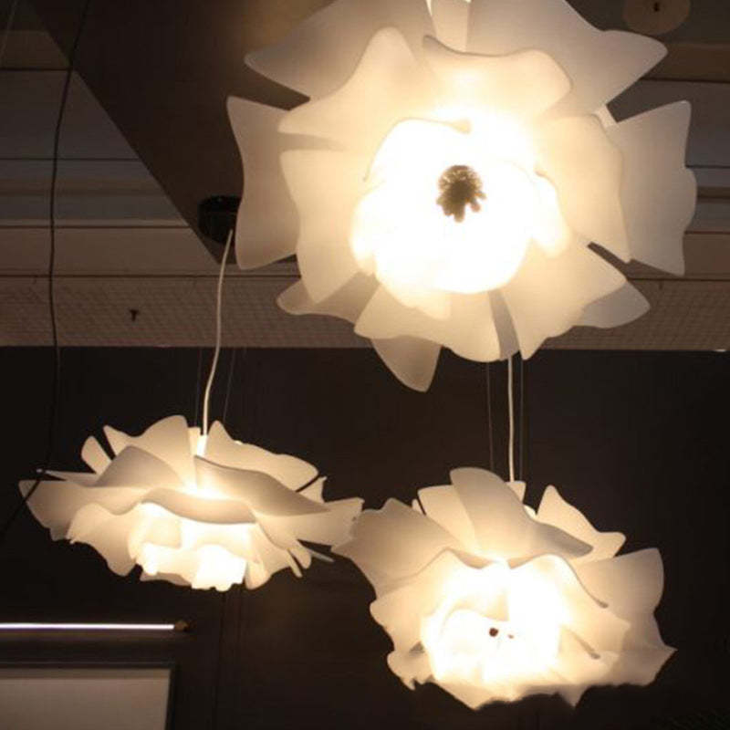 FloraLume Floral Pendant Light — White Metal Frame, Acrylic Accent Details