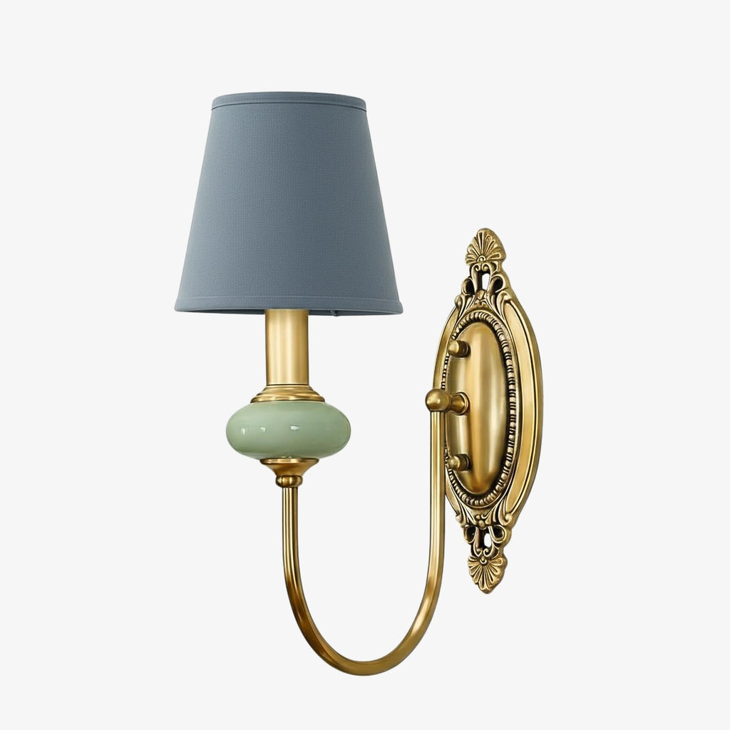 Rowan Classic Fabric Shade Sconce – Ceramic Wall Light for Hallway or Bedroom | Souliia