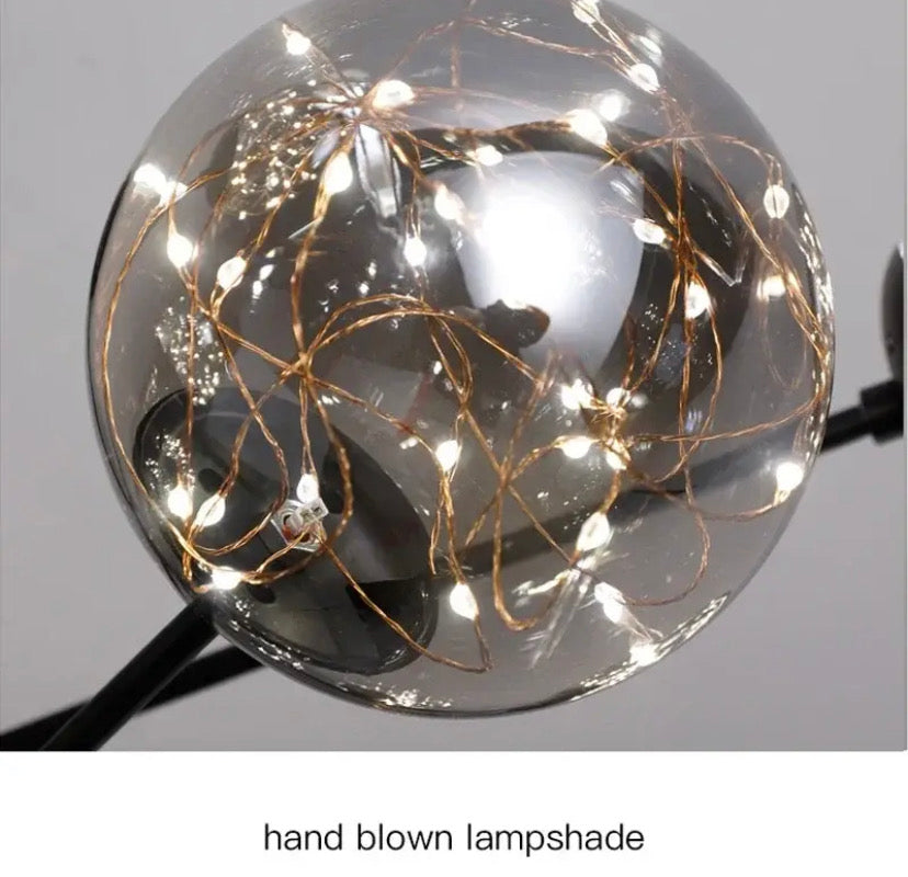 Luminex Glass Chandelier — Iron Frame, 12 or 16 Heads, LED Glow