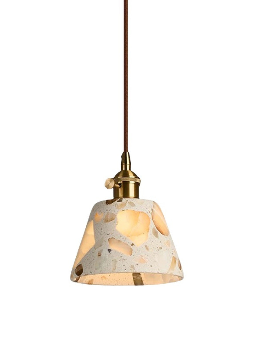 Wabi-sabi Style Water-polished Translucent Stone Retro Pendant Lamp | Souliia
