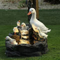 Sunquack Solar Powered Water Fountain – Duck and Squirrel Garden Ornament