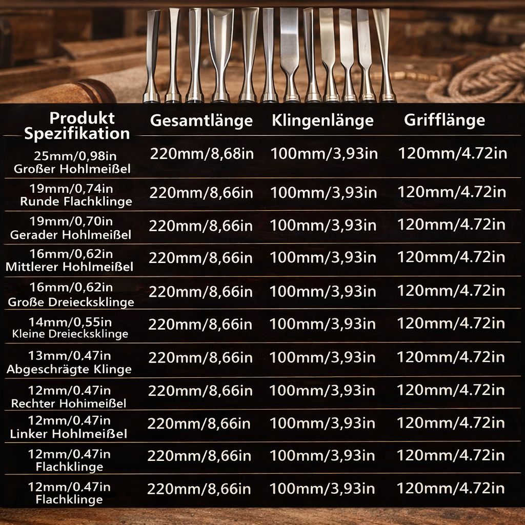 Wood Carving Tool Set – 12-Piece Precision Kit with Wooden Case - Souliia
