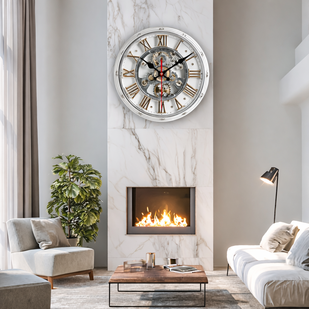 Gearwood 2D Gear Motif Wall Clock — Vintage Mechanical Style