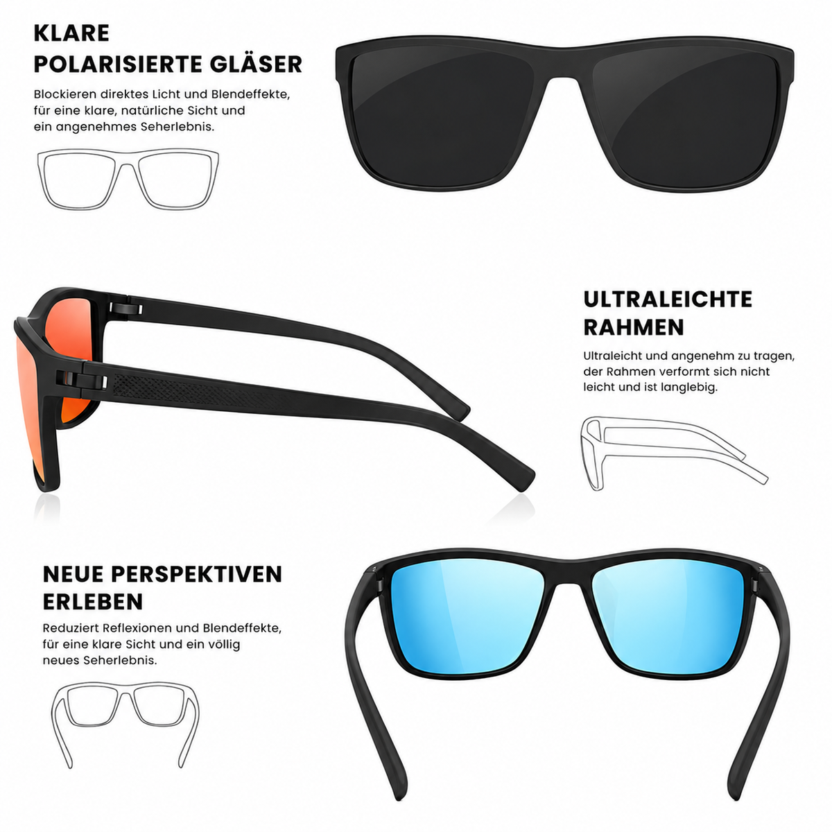 Set of 3 UV400 Polarized Sunglasses - Souliia