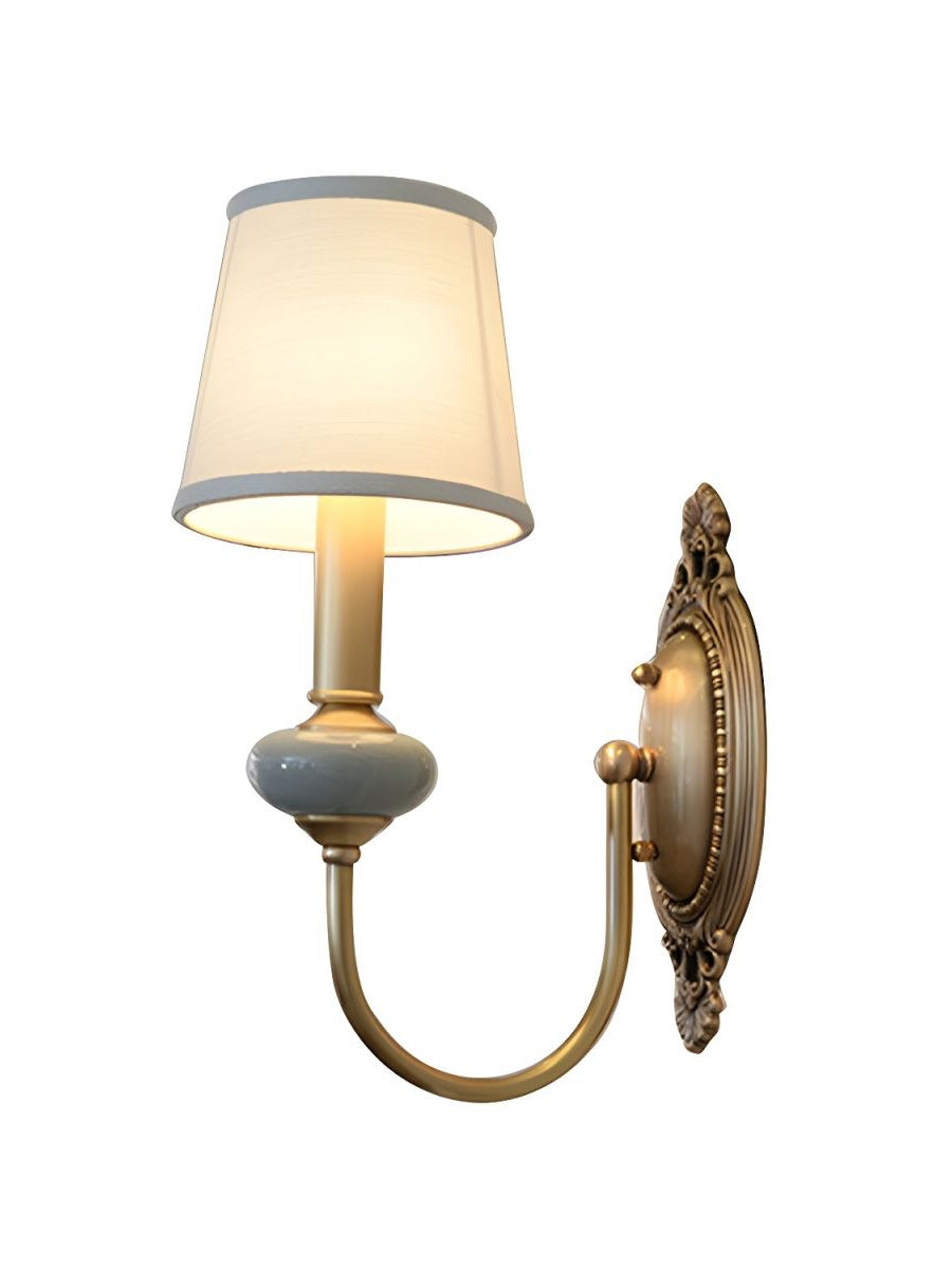 Rowan Classic Fabric Shade Sconce – Ceramic Wall Light for Hallway or Bedroom | Souliia