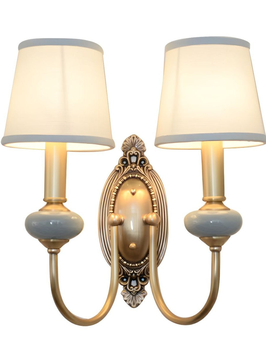 Rowan Classic Fabric Shade Sconce – Ceramic Wall Light for Hallway or Bedroom | Souliia