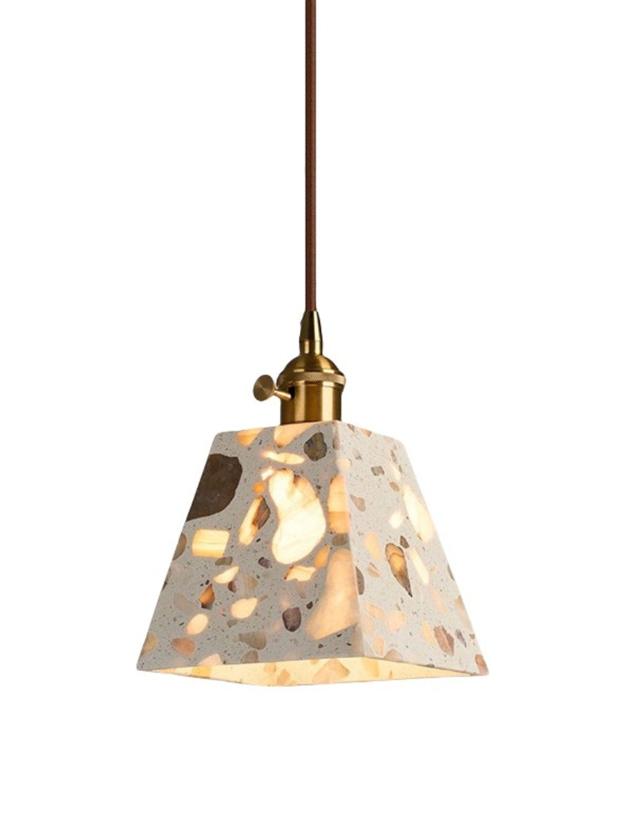 Wabi-sabi Style Water-polished Translucent Stone Retro Pendant Lamp | Souliia