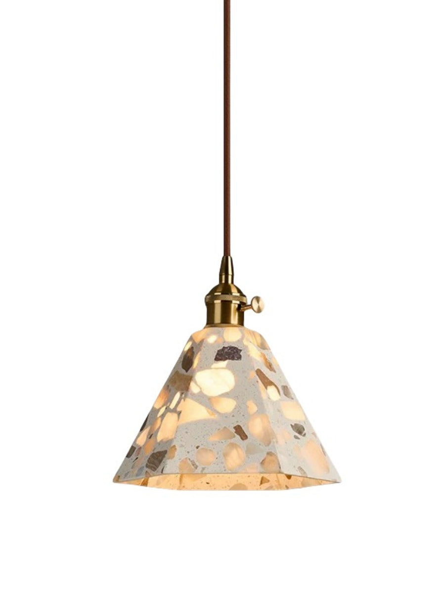 Wabi-sabi Style Water-polished Translucent Stone Retro Pendant Lamp | Souliia