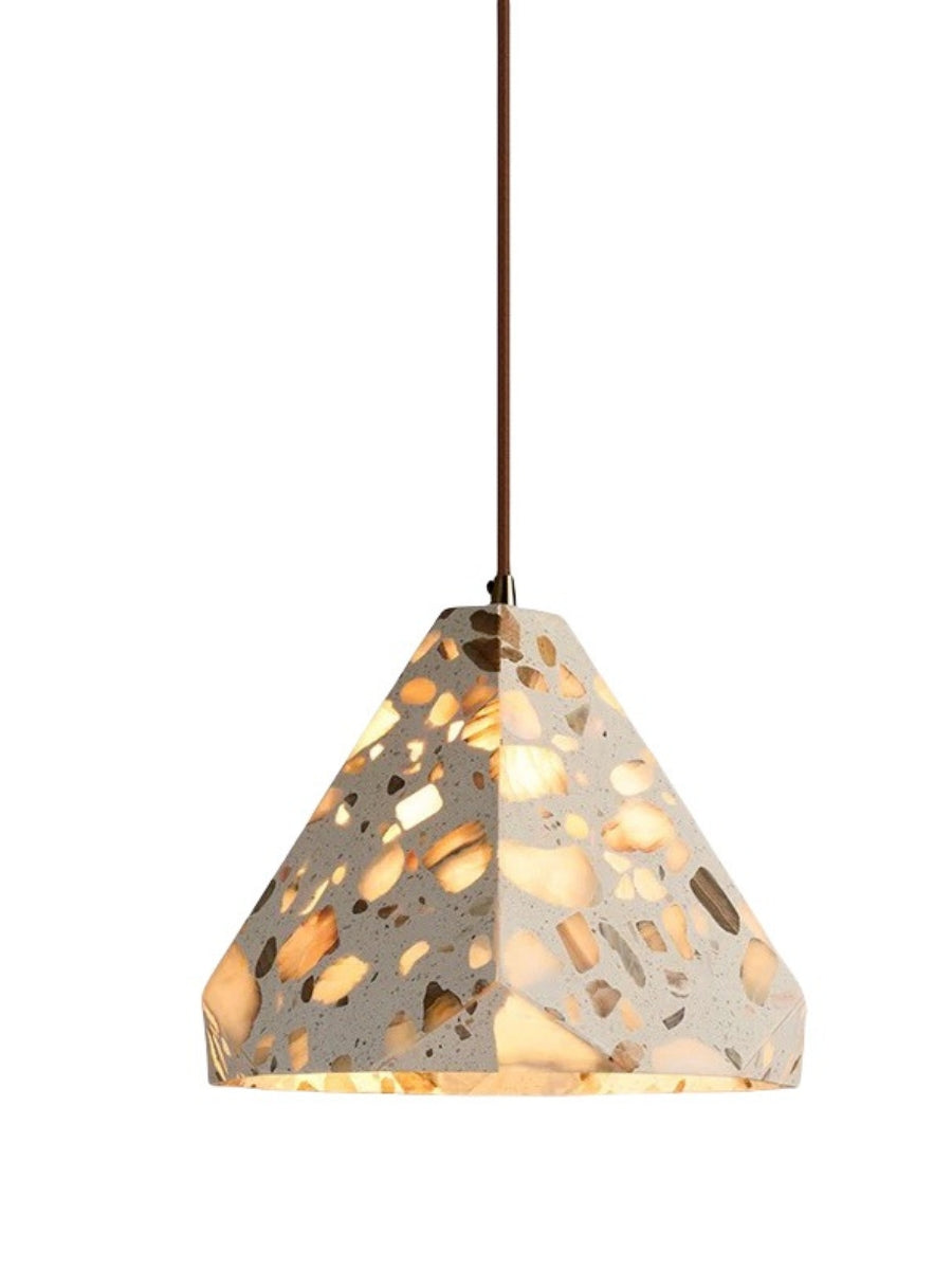 Wabi-sabi Style Water-polished Translucent Stone Retro Pendant Lamp | Souliia