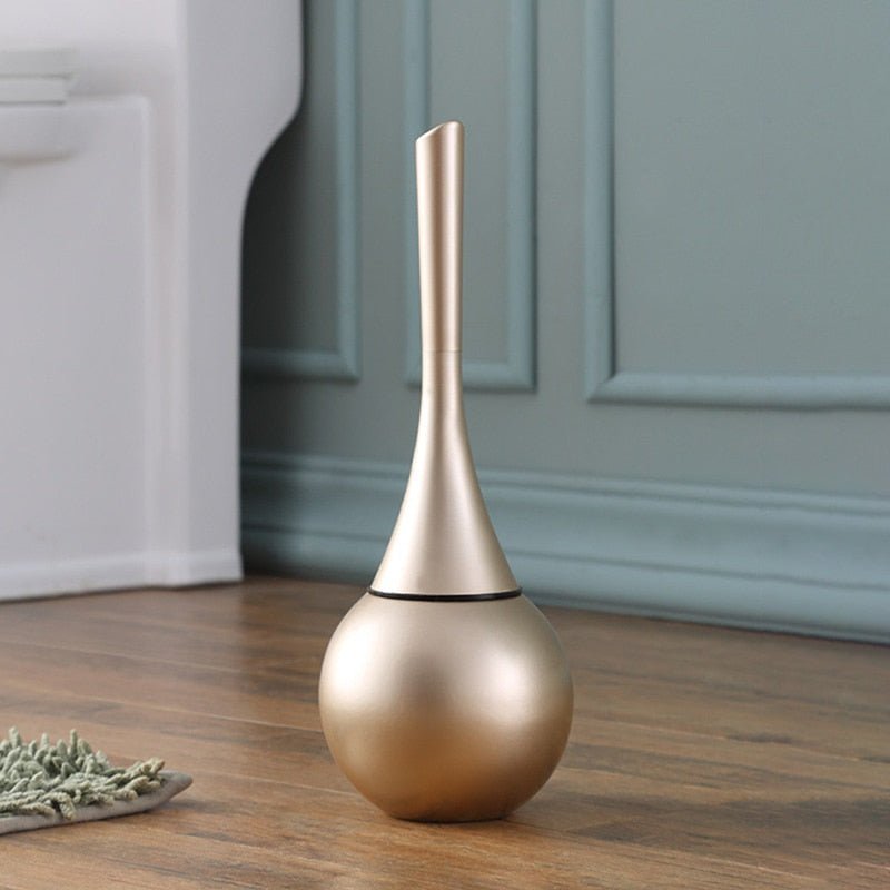 Cleanluxe Silicone Toilet Brush And Ventilated Holder — Flexible Tapered Bristles