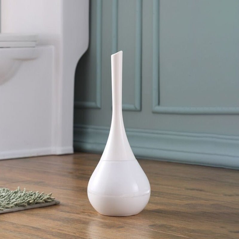 Cleanluxe Silicone Toilet Brush And Ventilated Holder — Flexible Tapered Bristles
