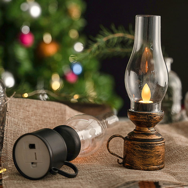 Vintage LED petróleumlámpa — elektronikus lengő láng
