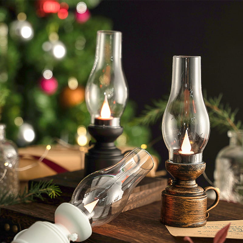 Vintage LED petróleumlámpa — elektronikus lengő láng